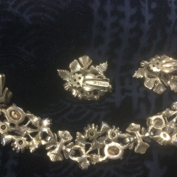 Antique /Vintage gold tone earrings & 7” bracelet set - Picture 2 of 2